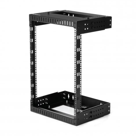 Startech RK15WALLOA | 2-Post 15U Heavy-Duty Wall Mount Network Rack 19-Inch Open Frame Server Rack with Adjustable Depth Data Rack