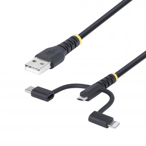 Startech RLTCUB1MBK | 1m USB Multi Charging Rugged Cable