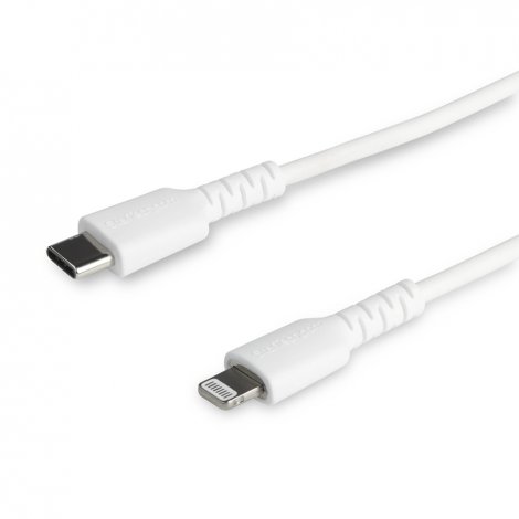 Startech RUSBCLTMM1MW | 3 ft/1m Durable USB-C to Lightning Cable, Rugged Heavy Duty Charging/Sync Cable White