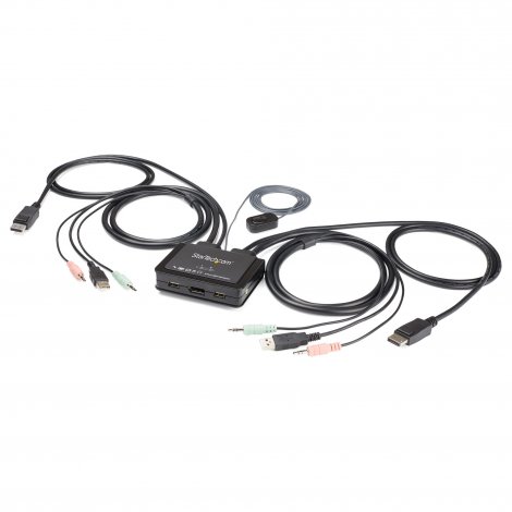 Startech SV211DPUA4K | 2 x Ports DisplayPort 4K 60Hz KVM Switch with Cables