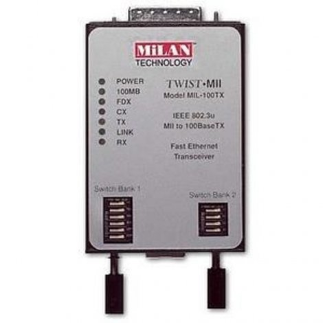Transition Networks MIL-100TX | 100Mb/s 2km to 15km Fast Ethernet UTP RJ-45 Connector Transceiver Module
