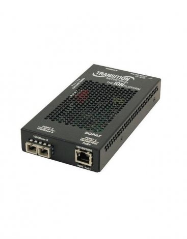 Transition Networks SGPAT1013-105 | Transition SGPAT Series 10/100/1000Base-T PoE+ PSE to 100/1000Base-SX / LX Media Converter
