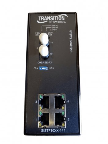 Transition Networks SISTF1011-141-LRT | Transition 4-Ports External Temp 10/ 100Base-TX to 100Base-FX mm ST 2km Industrial Switch