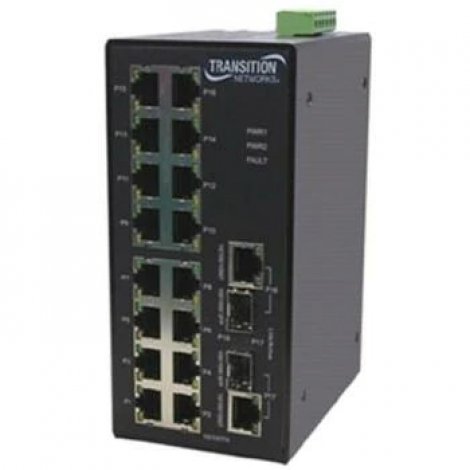 Transition Networks SISTF1040-162D-LRT | Transition Hitemp Unmgd Indust Switch 16 10/100Base-TX + 2 Gbit