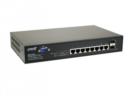 Transition Networks SM8T2DPA | Transition 8-Ports 10/100/1000 RJ-45 Managed Switch with -2 Dual Speed SFP/RJ-45 Combo Ports