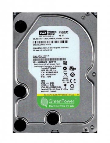Western Digital WD20EURX-63TOFYO | AV-GP 2TB 5400RPM SATA 6Gbps 64MB Cache 3.5-inch Hard Drive
