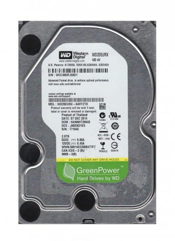 Western Digital WD20EURX-64HYZYO | AV-GP 2TB 5400RPM SATA 6Gbps 64MB Cache 3.5-inch Hard Drive