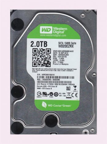Western Digital WD20EZRX-OODCOBO | Green 2TB 5400RPM SATA 6Gbps 64MB Cache 3.5-inch Hard Drive