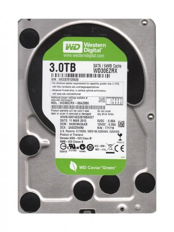 Western Digital WD30EZRX-OOAZ6BO | Caviar Green 3TB 5400RPM SATA 6Gbps 64MB Cache 3.5-inch Hard Drive