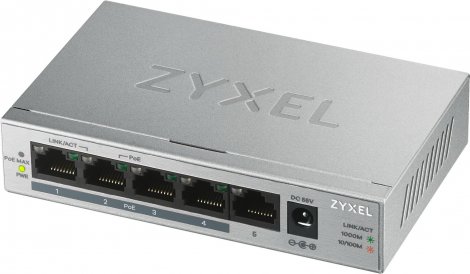 Zyxel GS1005HP-GB0101F | 5 x Ports PoE 1000Base-T L2 Unmanaged Desktop GE Network Switch