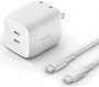 Belkin WCH011dq2MWH-B6 | 45-Watts Portable Dual-Port USB-C GaN Wall Charger with Lightning Cable