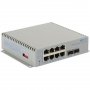 Omnitron 9459-0-28-1W | Omni Converter 8-Ports PoE+ 1000Base-T + 2 x SFP Ports L2 Unmanaged 1U RM Ethernet Fiber Switch