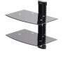 Startech 2B-WALL-MOUNT-SHELF | Dual Floating Wall-Mounted AV Shelves for Under TV A/V Equipment Black Tempered Glass Shelves