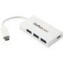 Startech HB30C3A1CFBW | 4 Port USB C Hub with 1x USB-C & 3x USB-A (SuperSpeed 5Gbps) USB Bus Powered Portable/Laptop USB 3.0 Type-C Hub White