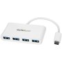 Startech HB30C4ABW | 4 Port USB C Hub with 4x USB-A (USB 3.0 SuperSpeed 5Gbps) USB Bus Powered Portable/Laptop USB Type-C Adapter Hub White