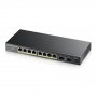 Zyxel GS1100-10HP-GB0102F | 8 x Ports PoE+ 1000Base-T + 2 x SFP Ports L2 Unmanaged 1U R-M GE Network Switch